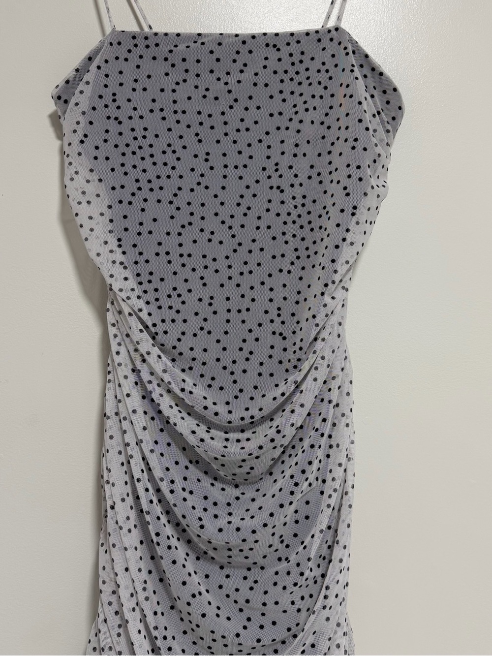 Ripe Polka Dot Mesh Ruched Mini Dress - Size XL - Picture 3 of 7